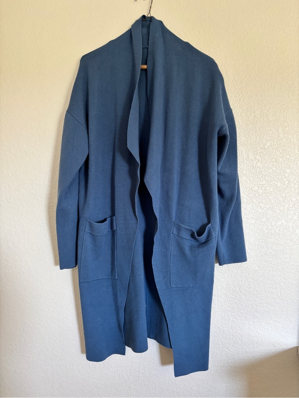 Long Open Front Navy Blue Cardigan Sweater – Size Medium